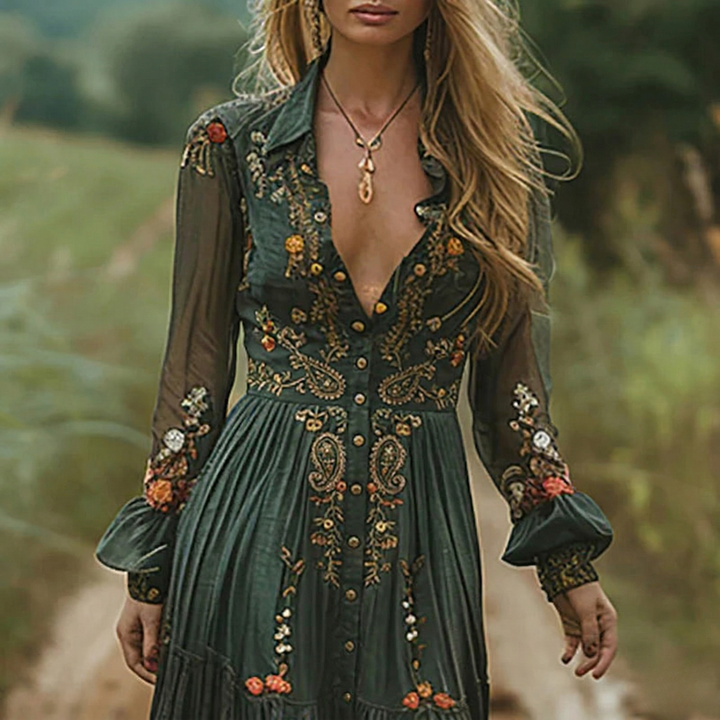 Boho Maxi Dress for Women | Embroidered Style-Metro Lane Plaza