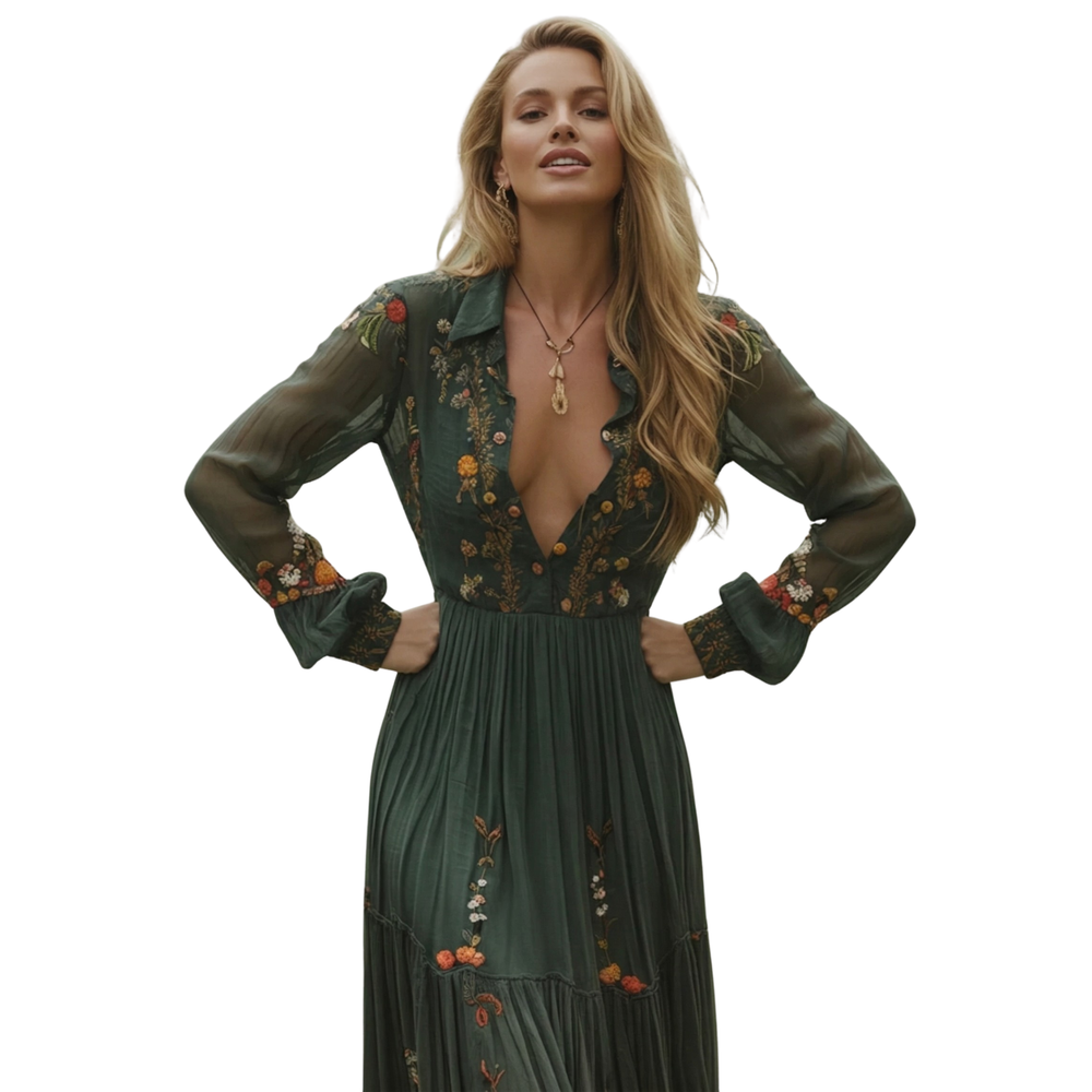 Boho Maxi Dress for Women | Embroidered Style-Metro Lane Plaza