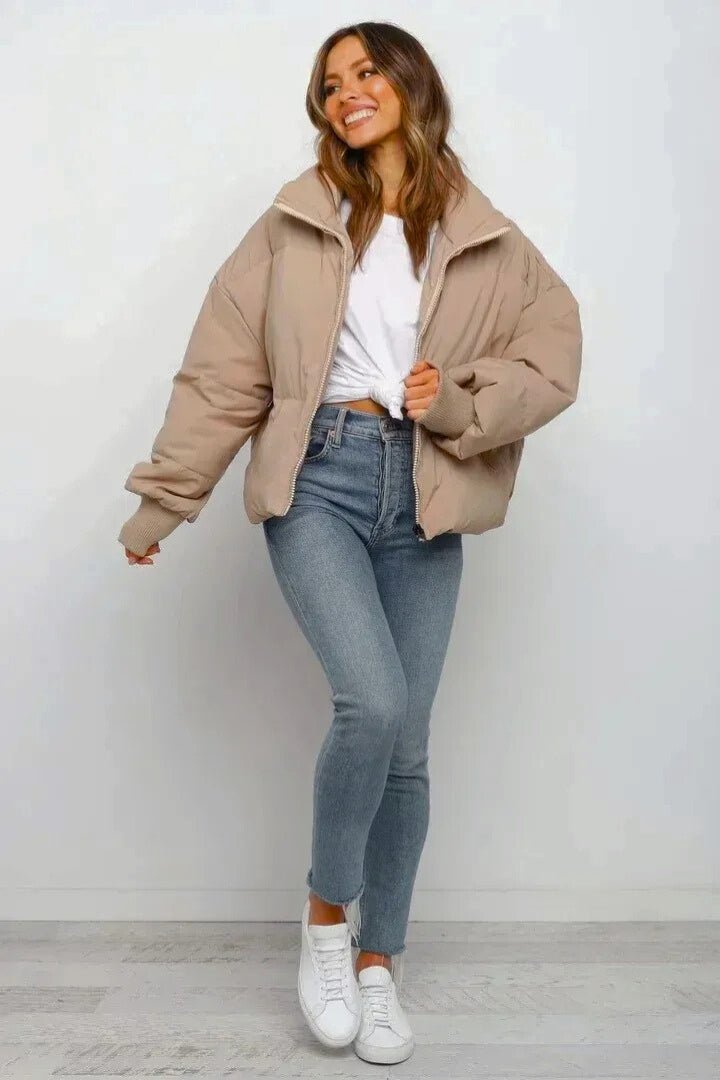 Kurze gesteppte Damen-Pufferjacke