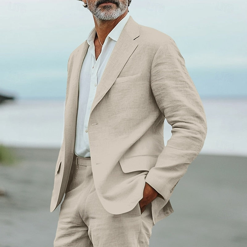 Men's Stylish Linen Two-Piece Suit-Metro Lane Plaza