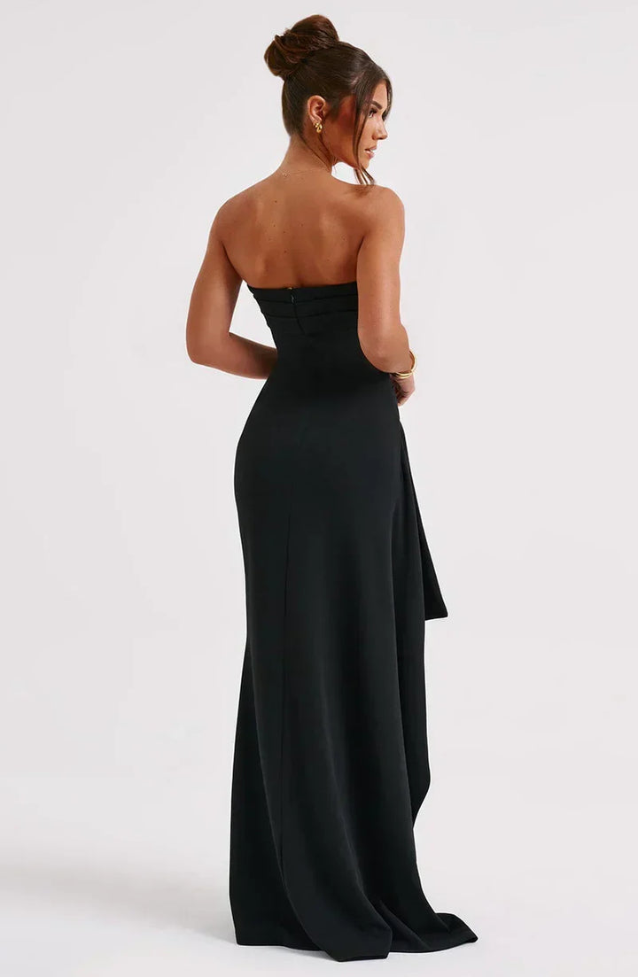 Women's Elegant Off-Shoulder Twisted Maxi Dress-Metro Lane Plaza