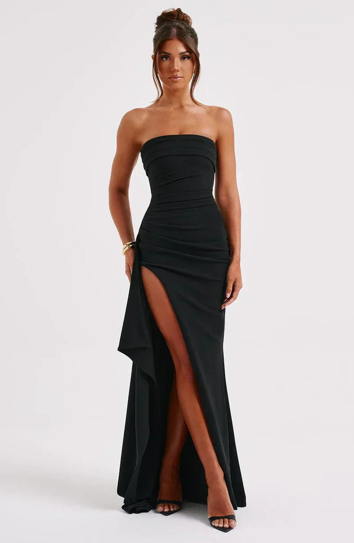 Women's Elegant Off-Shoulder Twisted Maxi Dress-Metro Lane Plaza