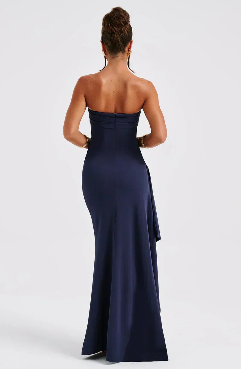 Women's Elegant Off-Shoulder Twisted Maxi Dress-Metro Lane Plaza