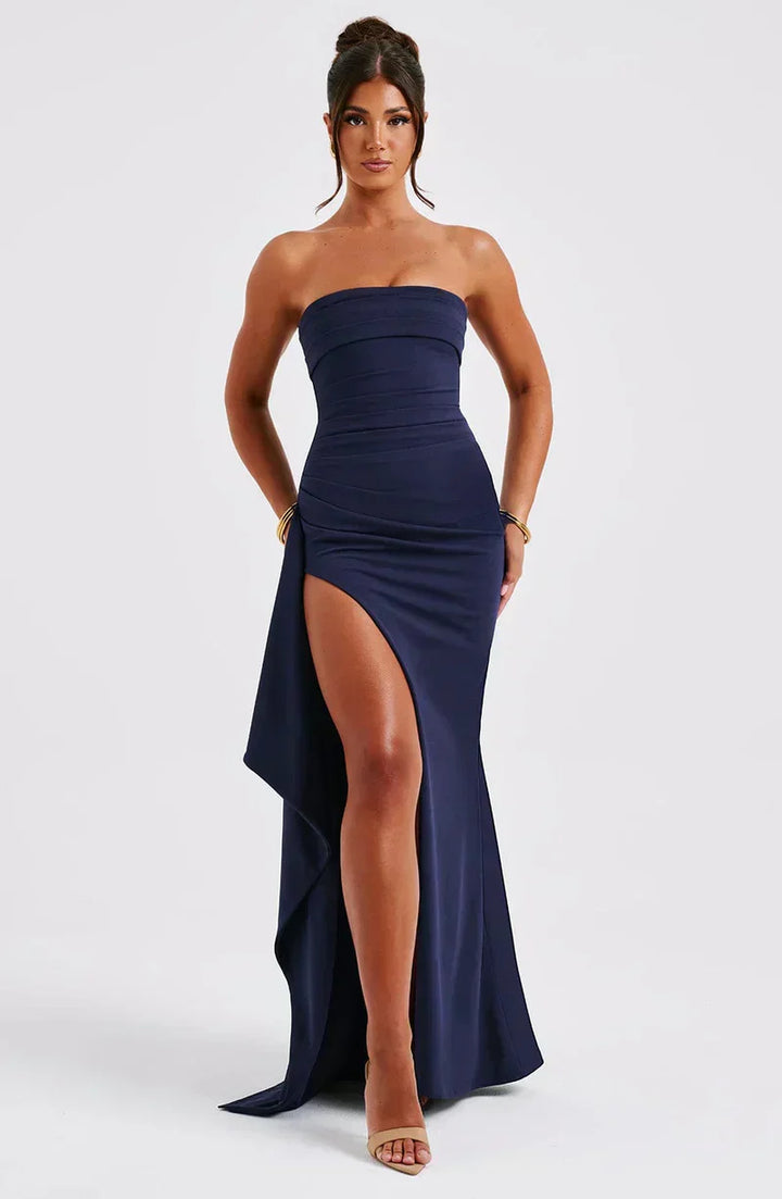 Women's Elegant Off-Shoulder Twisted Maxi Dress-Metro Lane Plaza