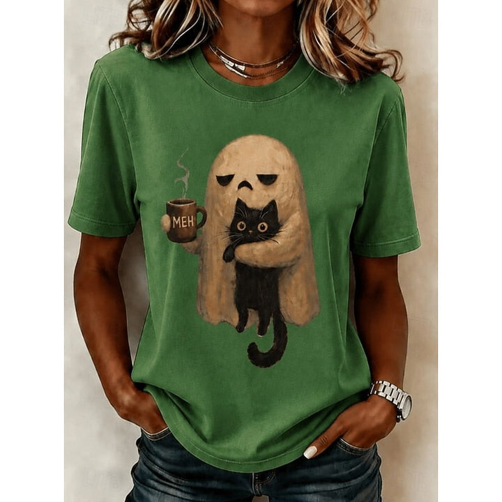 T-shirt met spookkat voor Halloween, voor griezelig seizoensplezier