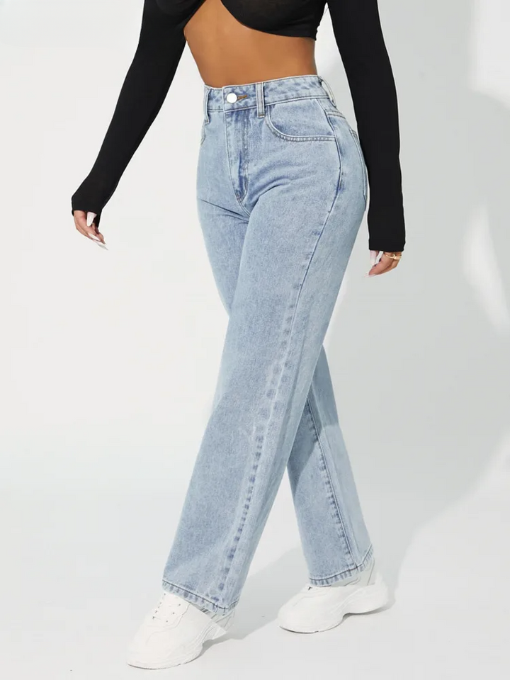 Zendaya | Women's Stylish High-Waist Straight Leg Jeans-Metro Lane Plaza