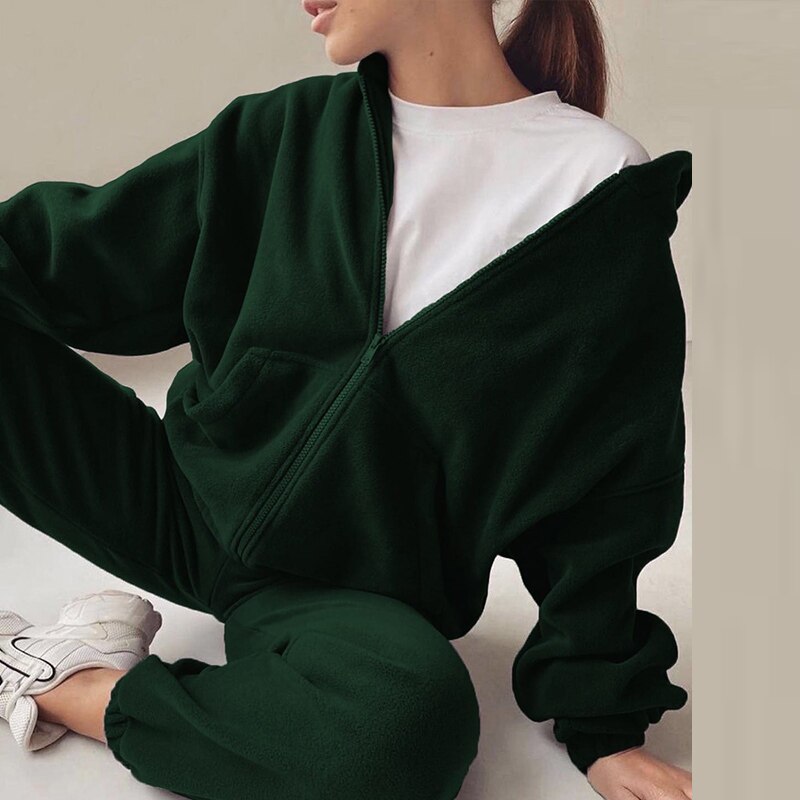 Zendy fleece suit for women | Cozy women's fleece loungewear set-Metro Lane Plaza
