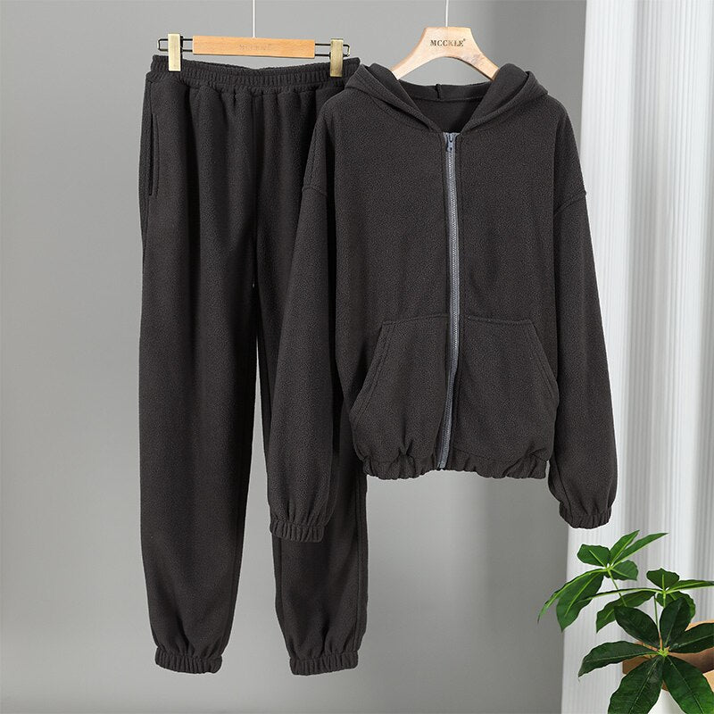 Zendy fleece suit for women | Cozy women's fleece loungewear set-Metro Lane Plaza