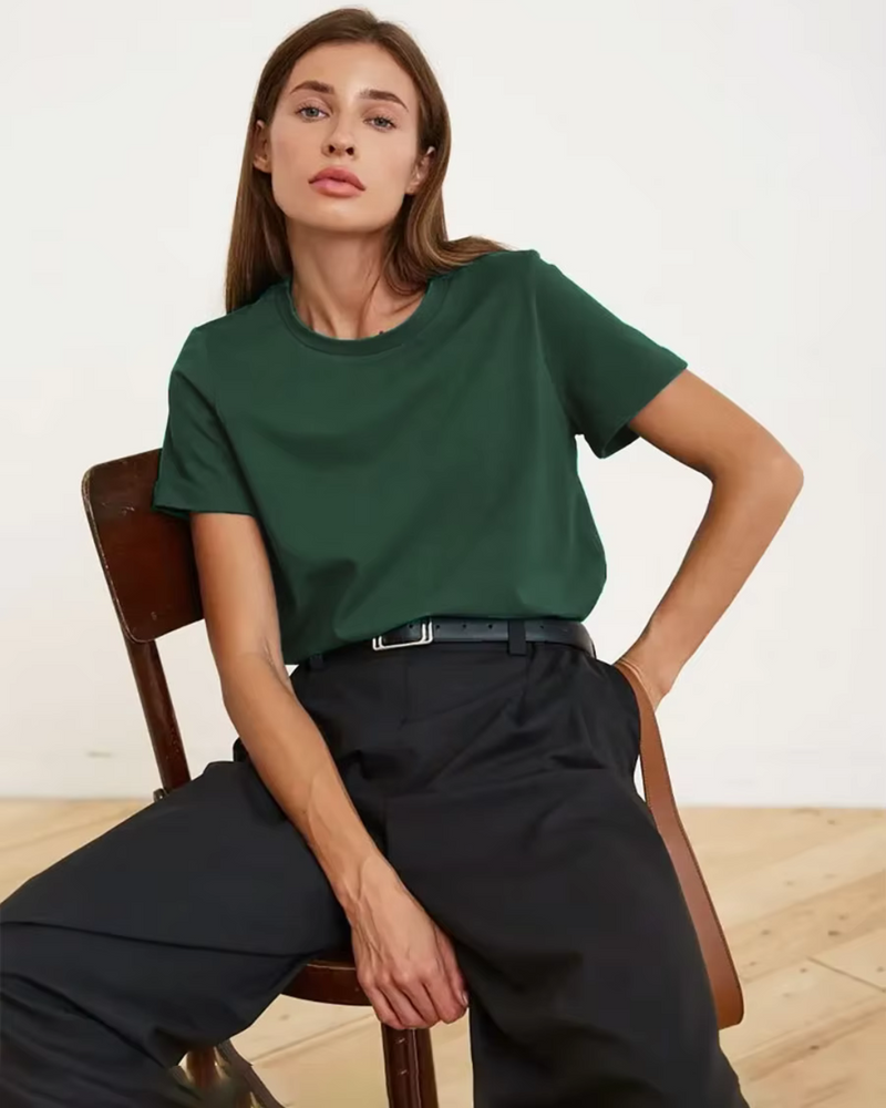 Ziah | Women's Basic Short Sleeve T-Shirt-Metro Lane Plaza