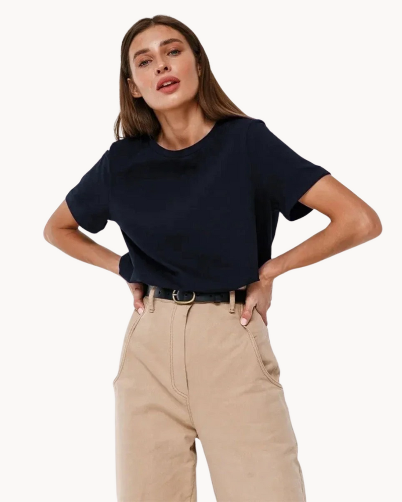 Ziah | Women's Basic Short Sleeve T-Shirt-Metro Lane Plaza