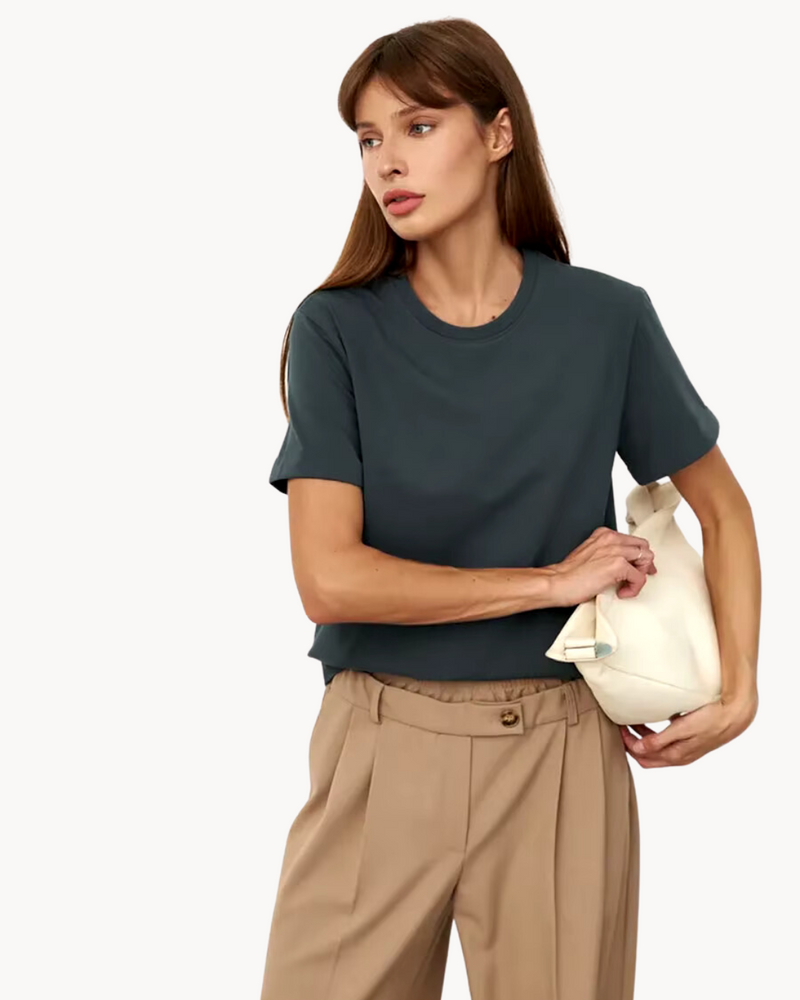Ziah | Women's Basic Short Sleeve T-Shirt-Metro Lane Plaza