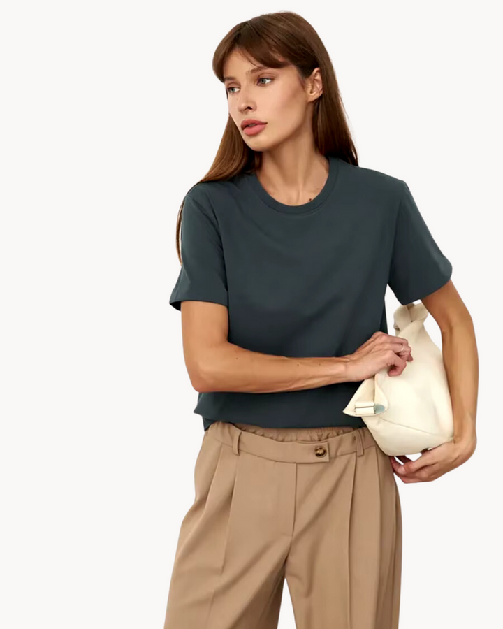 Ziah | Women's Basic Short Sleeve T-Shirt-Metro Lane Plaza