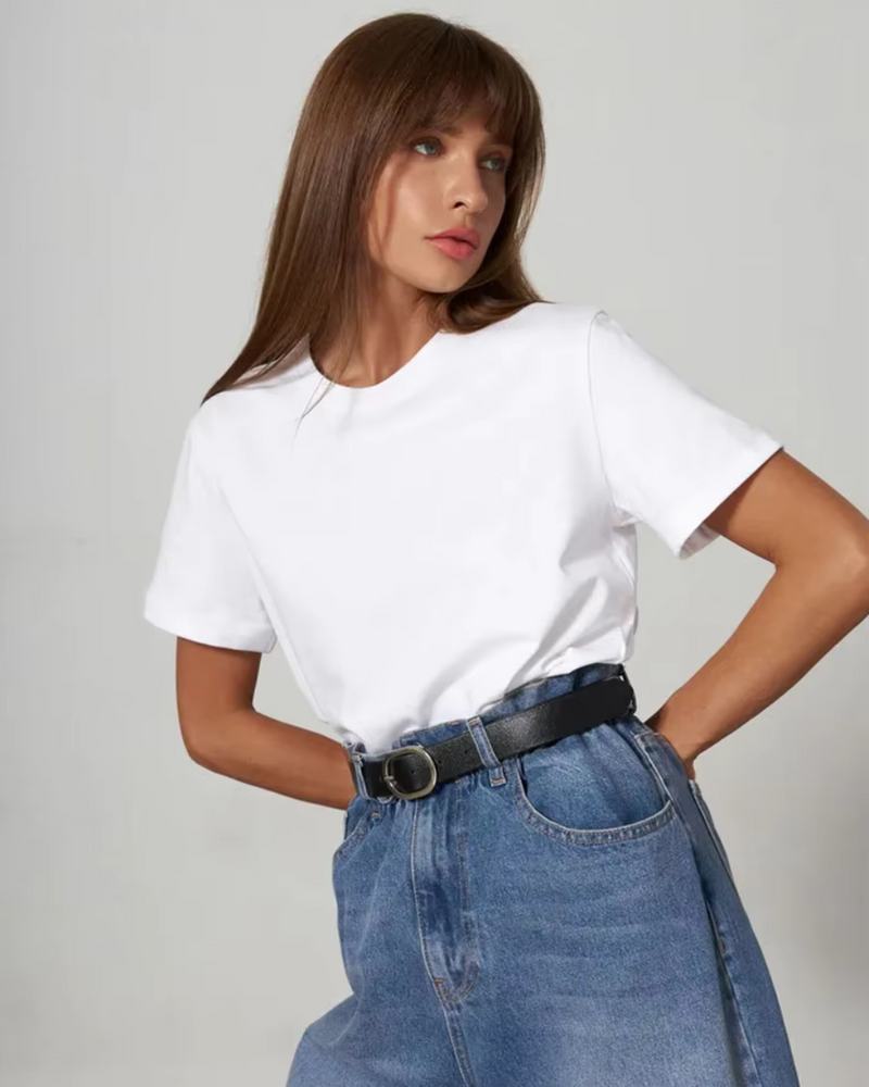 Ziah | Women's Basic Short Sleeve T-Shirt-Metro Lane Plaza