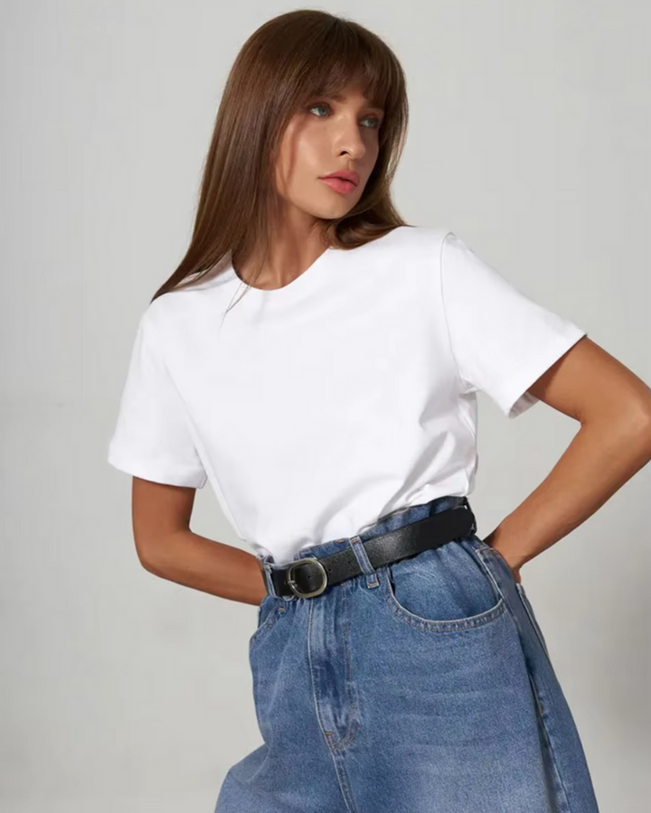 Ziah | Women's Basic Short Sleeve T-Shirt-Metro Lane Plaza