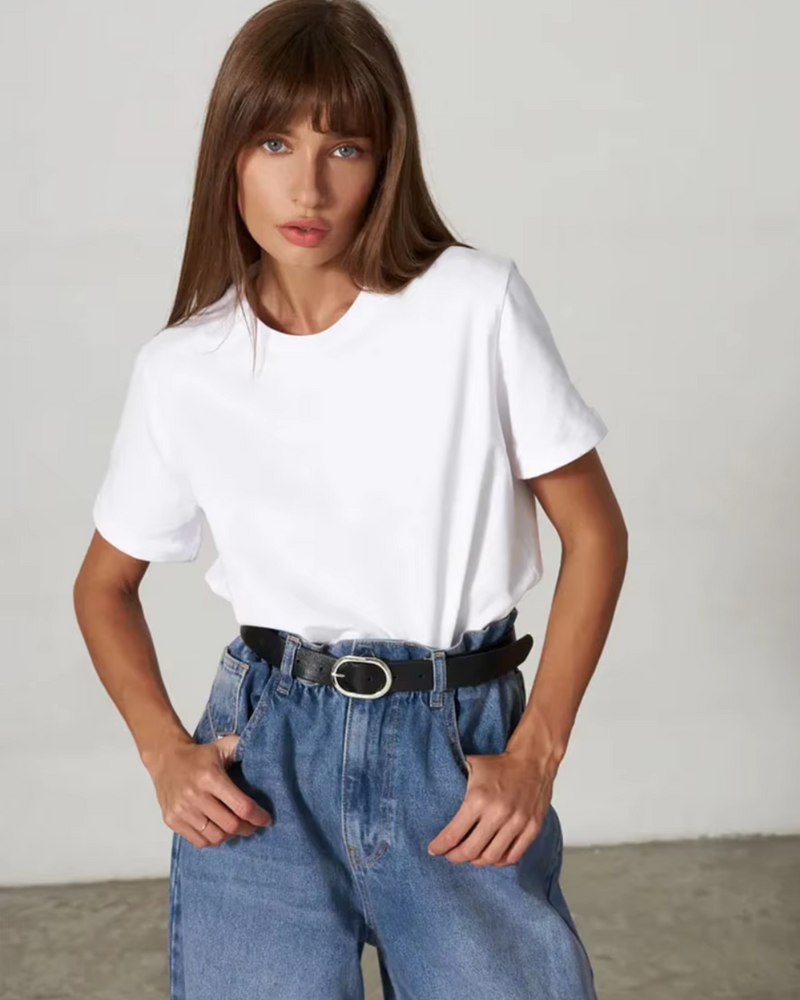 Ziah | Women's Basic Short Sleeve T-Shirt-Metro Lane Plaza
