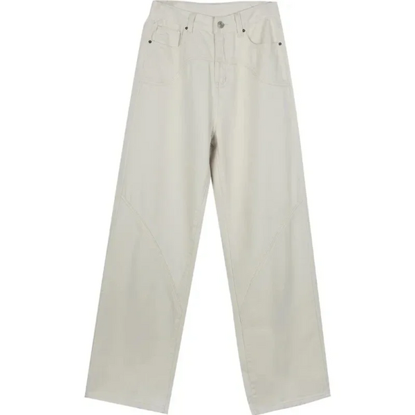Zinnia | Women's Casual Beige Flared Pants with Loose Fit-Metro Lane Plaza