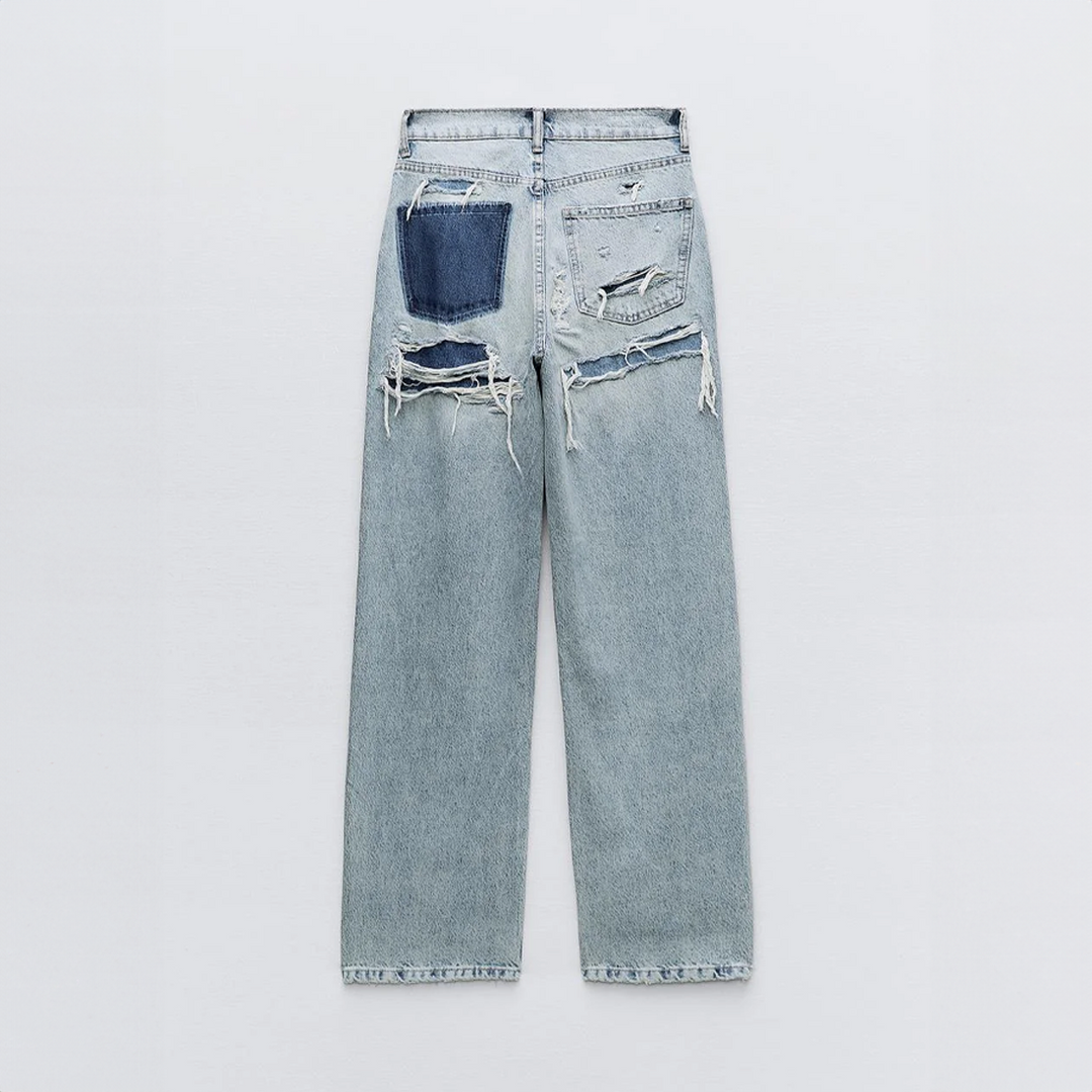 Livia | Women's Vintage Ripped Jeans-Metro Lane Plaza