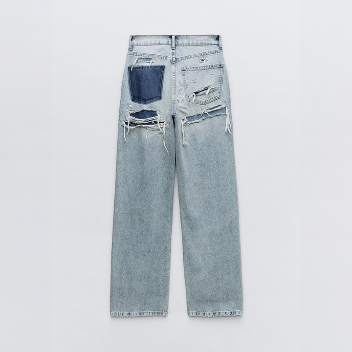 Livia | Women's Vintage Ripped Jeans-Metro Lane Plaza