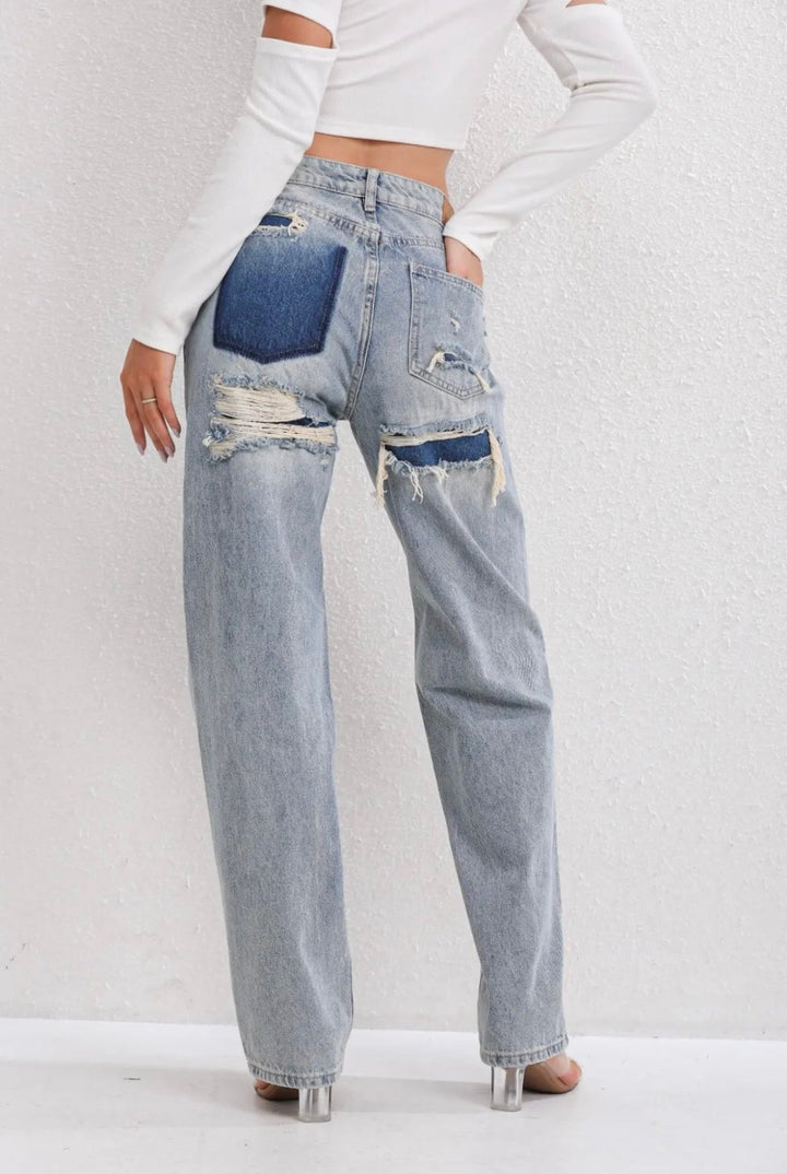 Livia | Women's Vintage Ripped Jeans-Metro Lane Plaza