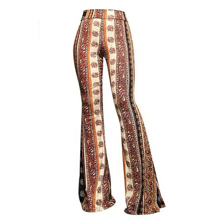 Zoey | Women's Reversible Waist Printed Flared Pants-Metro Lane Plaza