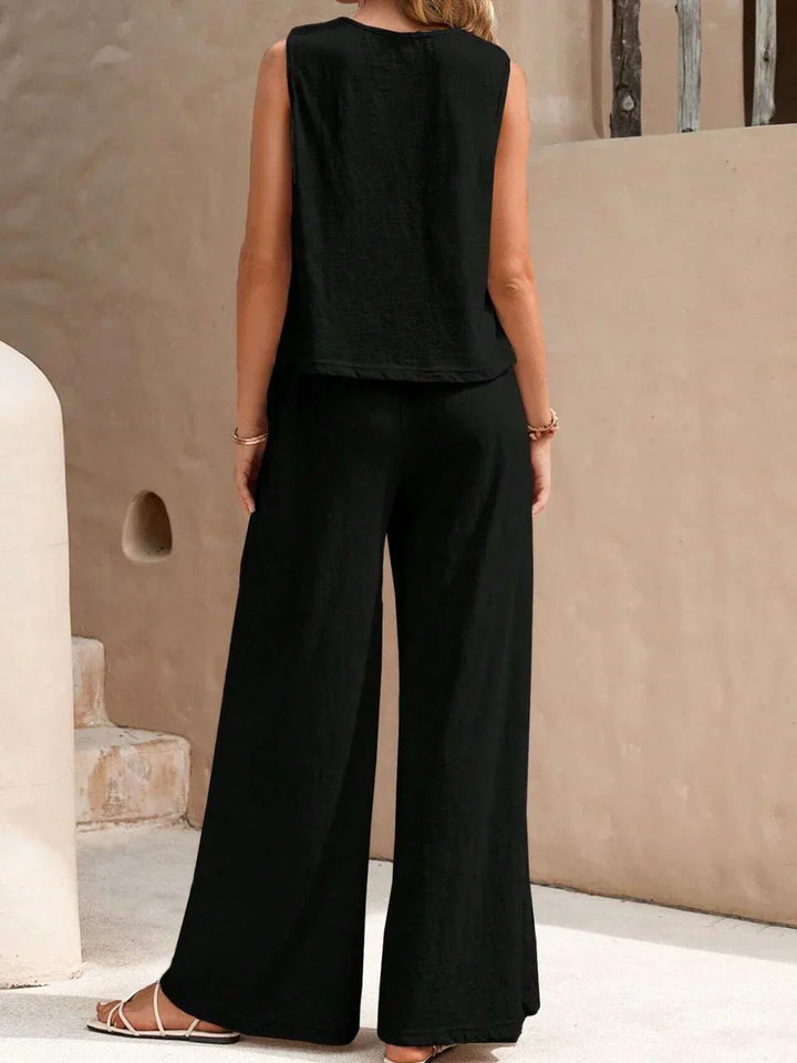 Sarah | Women's Sleeveless Two-Piece Outfit-Metro Lane Plaza